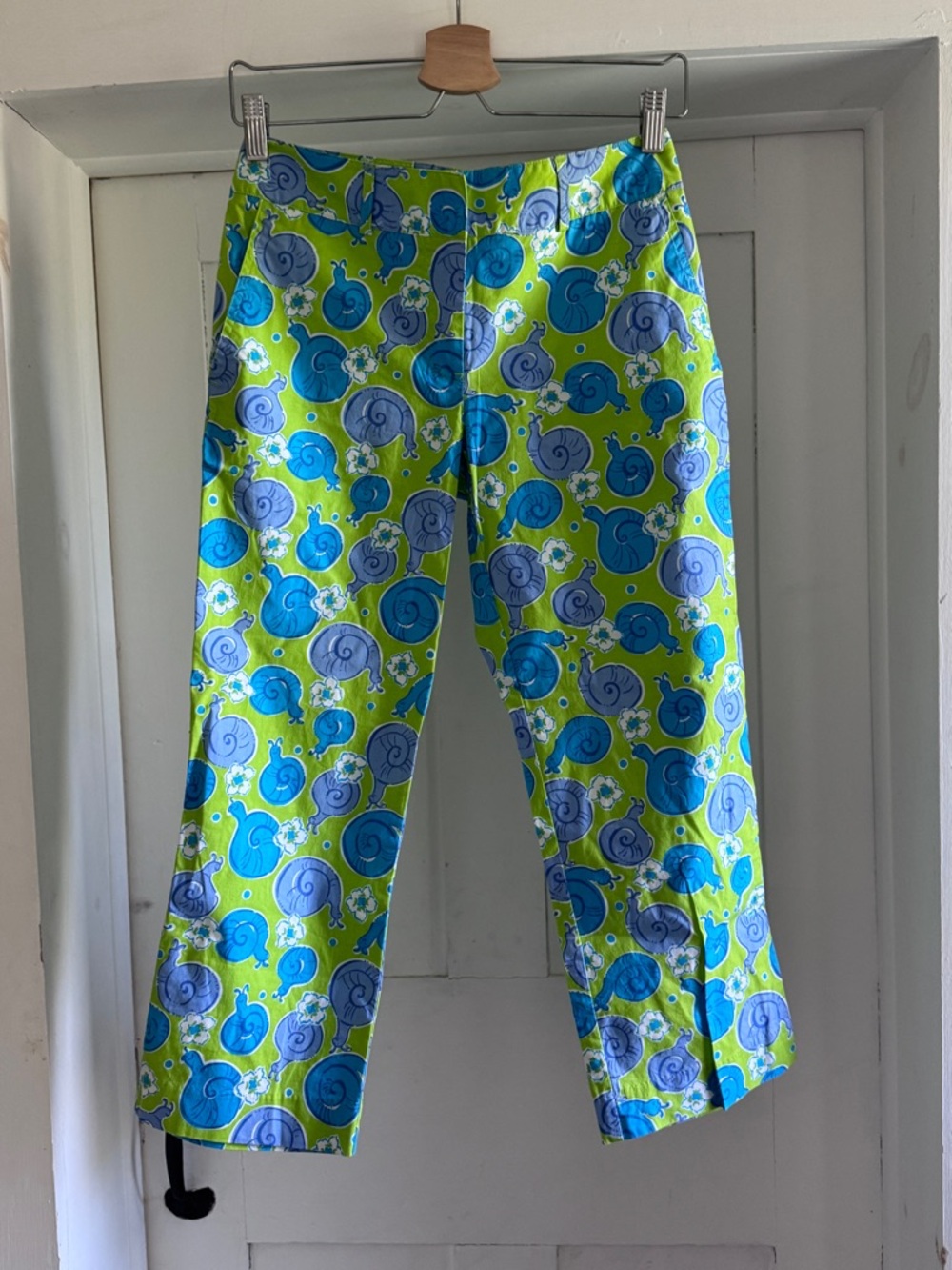 Lilly Pulitzer Escargot Capri Pants Size 2 Lime Green Snail Print Vintage